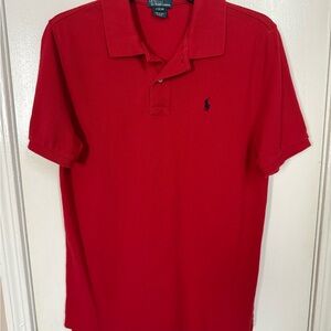 Polo Ralph Lauren Boys Red Polo Shirt Youth Large 14-16 Navy Pony